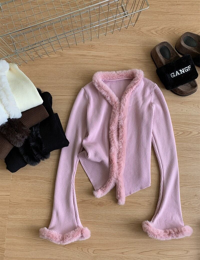 【tops】ファー付きニットトップス     N2169