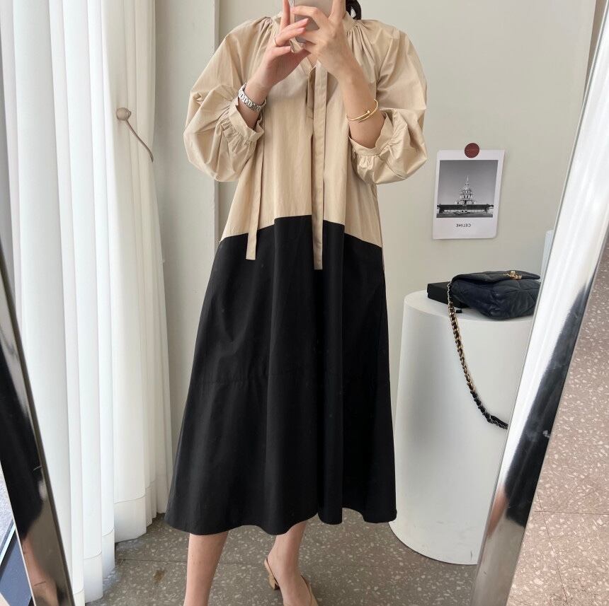 【dress】配色カジュアルワンピース　M18692