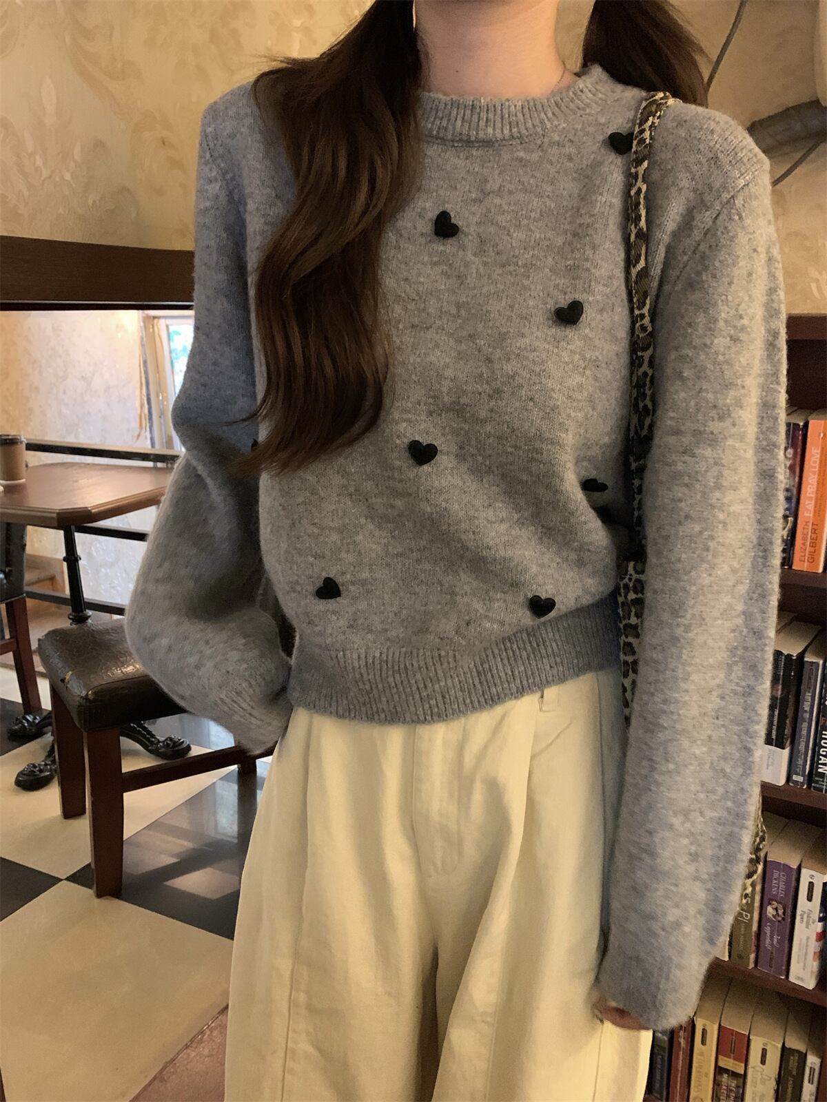 【tops】ハート柄ニットセーター　M27384