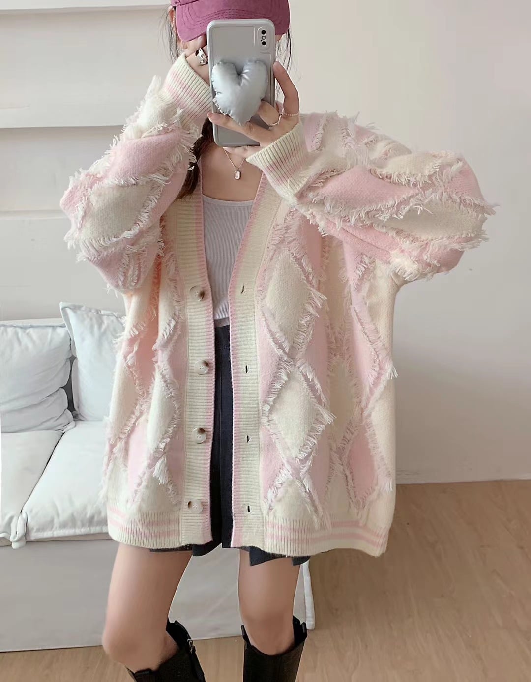 【outer】Vネックニットカーデ　M26055