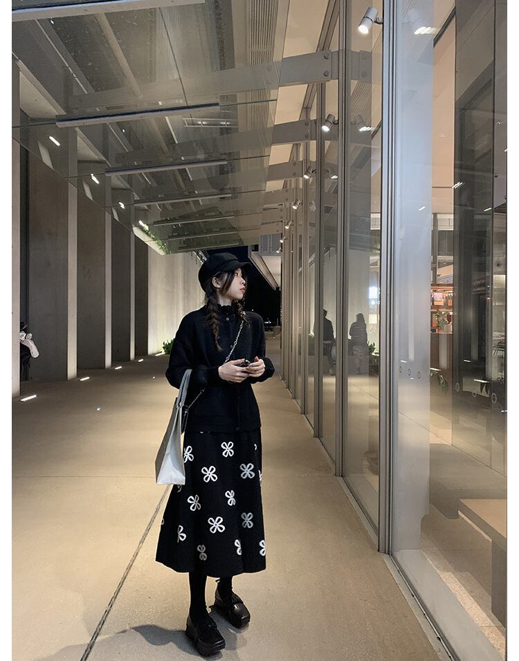 【bottoms】秋!柔らかくて優しいレトロAラインニットスカート G2635