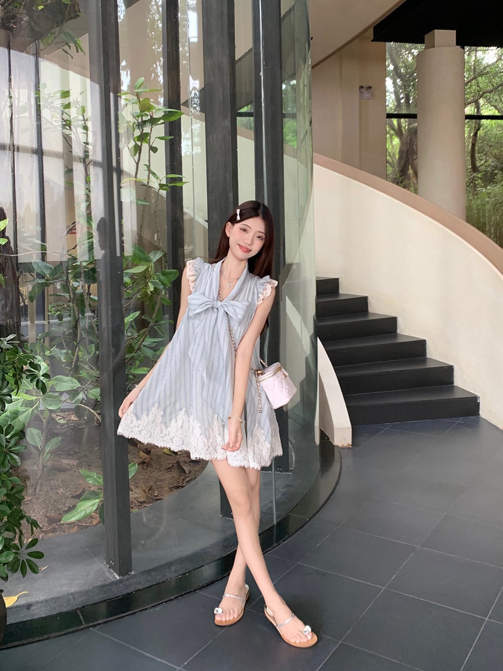 【dress】レースリボン付きワンピース　M25059
