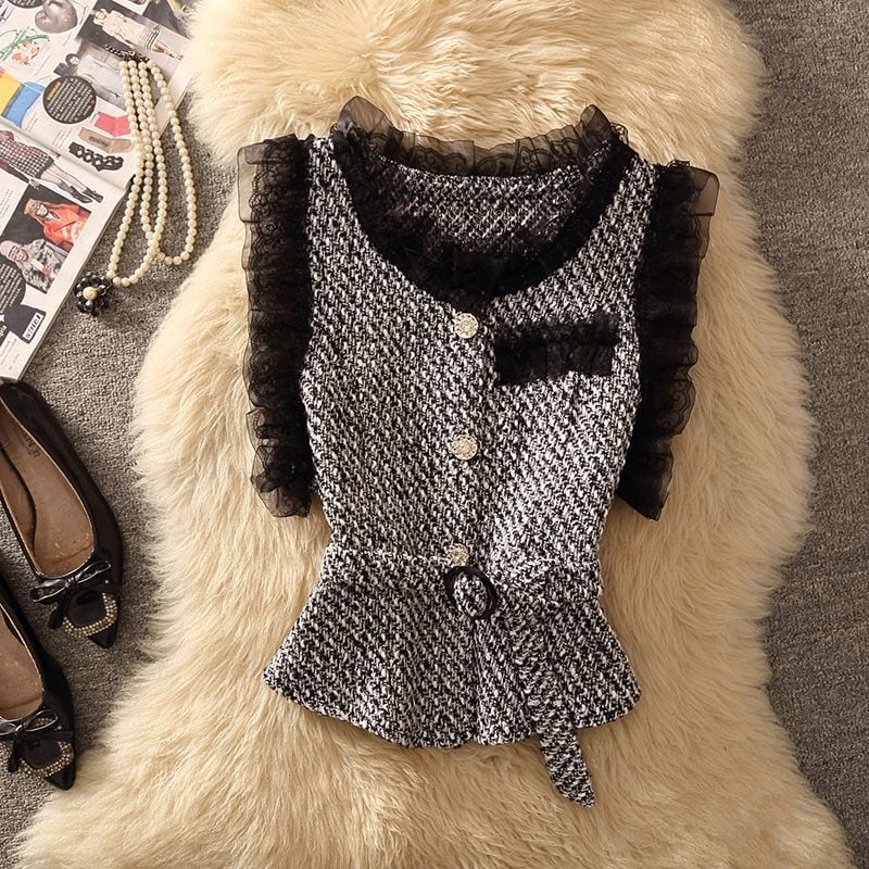 【tops】レースツイードベスト　N2252