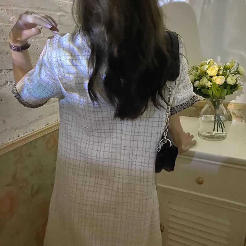 【dress】シンプル好感度UP!気質満点ラウンドネック エレガントファッションワンピース G0328