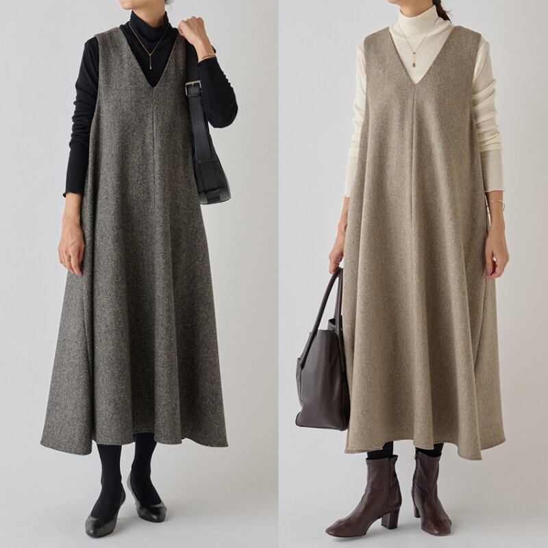 【dress】Vネックベストワンピース　M28039