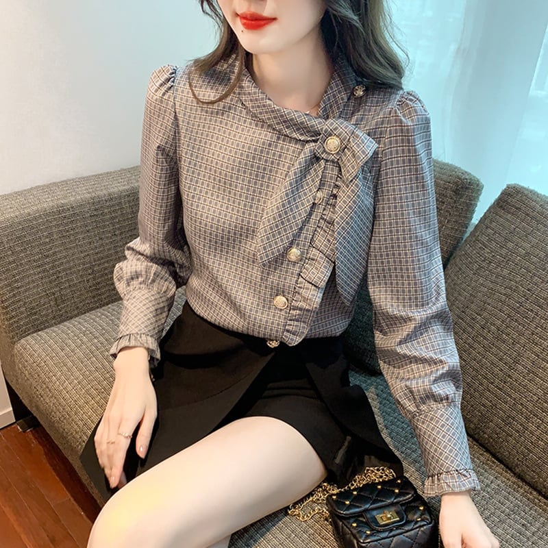 【tops】チェック柄シャツトップス　M25345