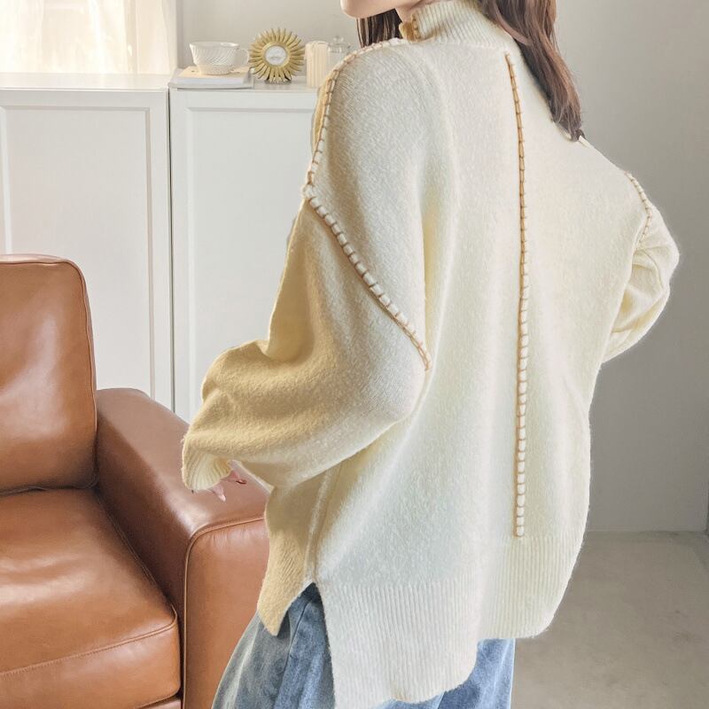 【tops】スリットニットセーター　M28272
