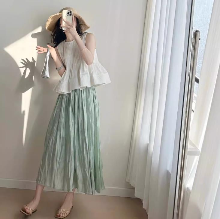 【set】ペプラムタンクトップ+スカート２点セットF7440