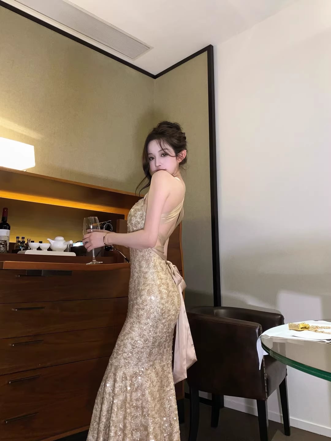 【dress】バックレスマーメイドドレス Q7907