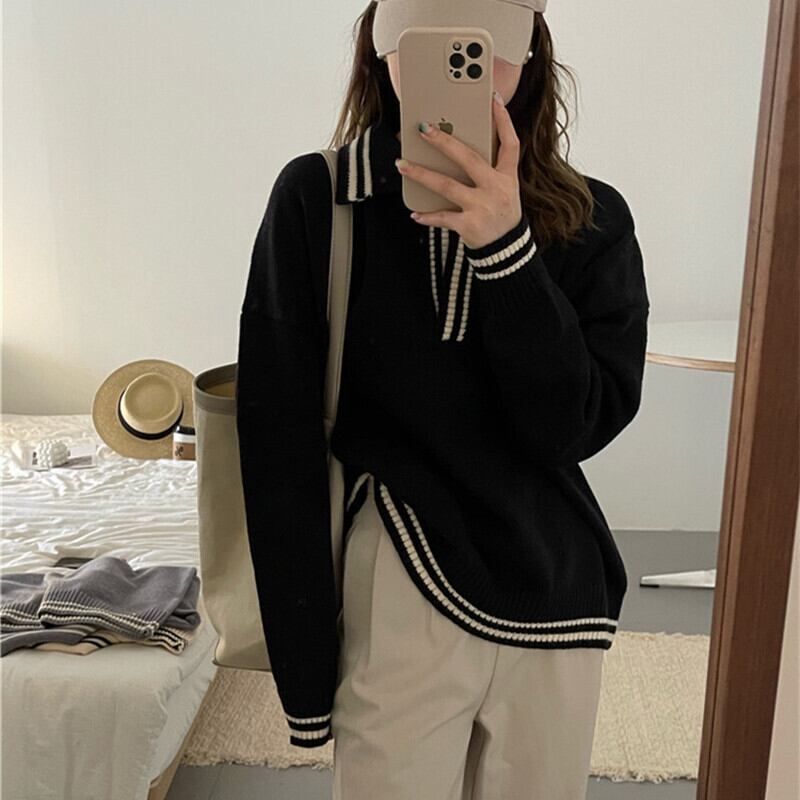 【tops】POLOネックニットプルオーバー　M19022