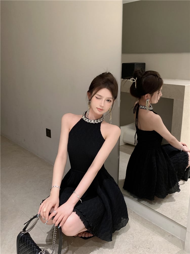 【dress】ビジューノースリーブワンピース　M24140