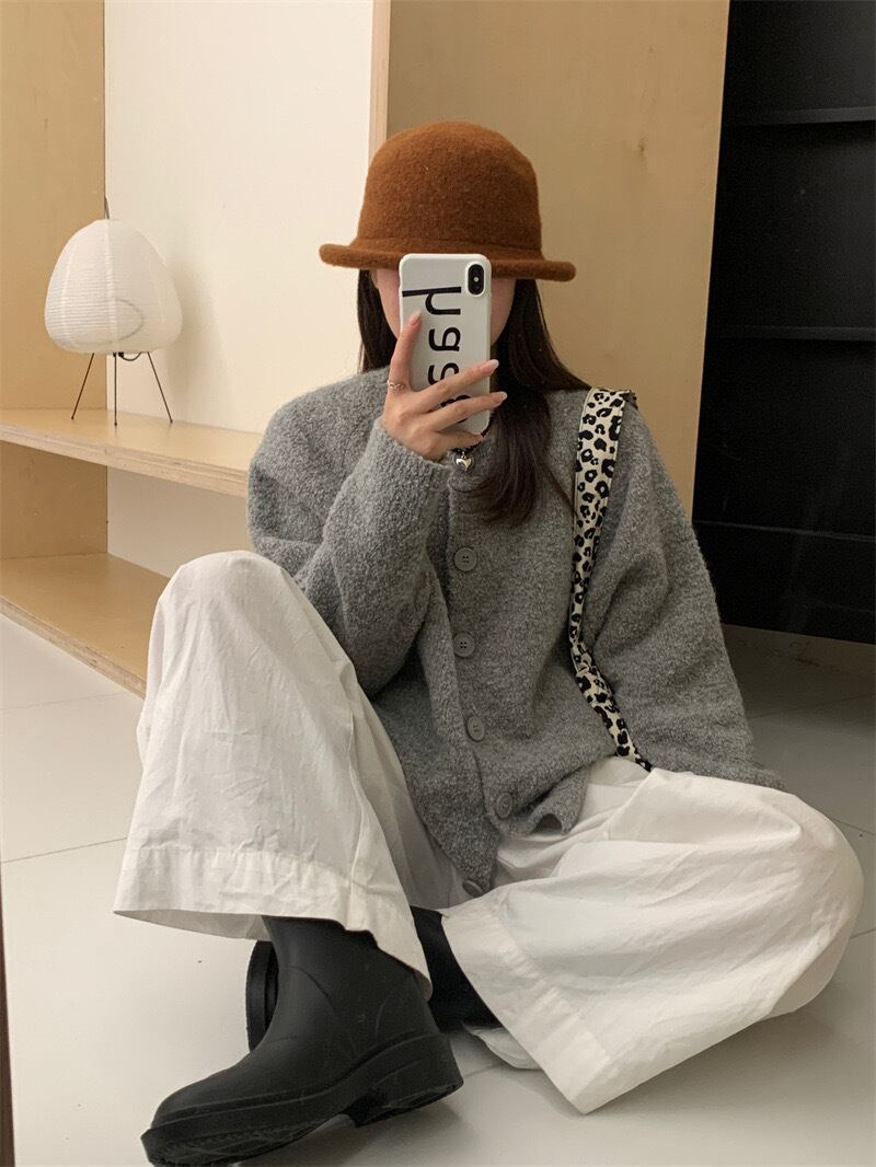 【outer】クルーネックニットカーデ　M18868