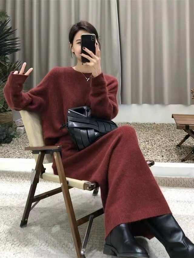 【set】ニットセーター×スカートセット　M27073