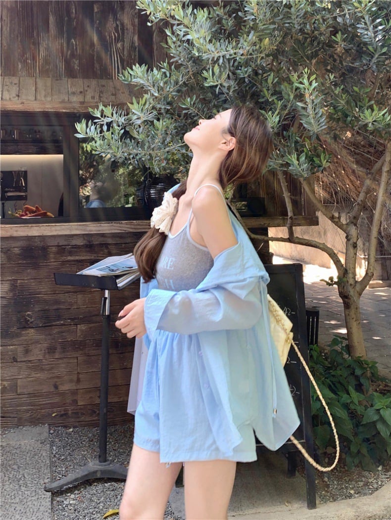 【set】ブラウスアウター+キャミソール+ショートパンツ3点セットG21290