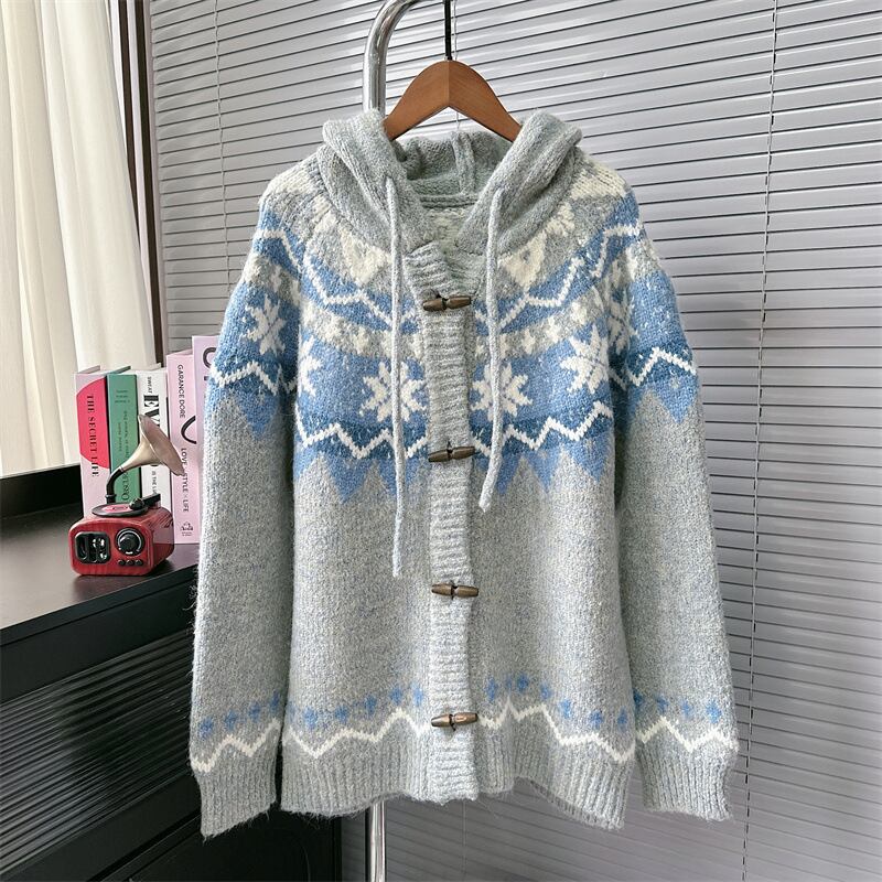 【outer】フード付きニットカーデ　M28128