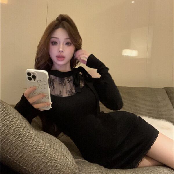 【dress】レースドッキングワンピース　M28189