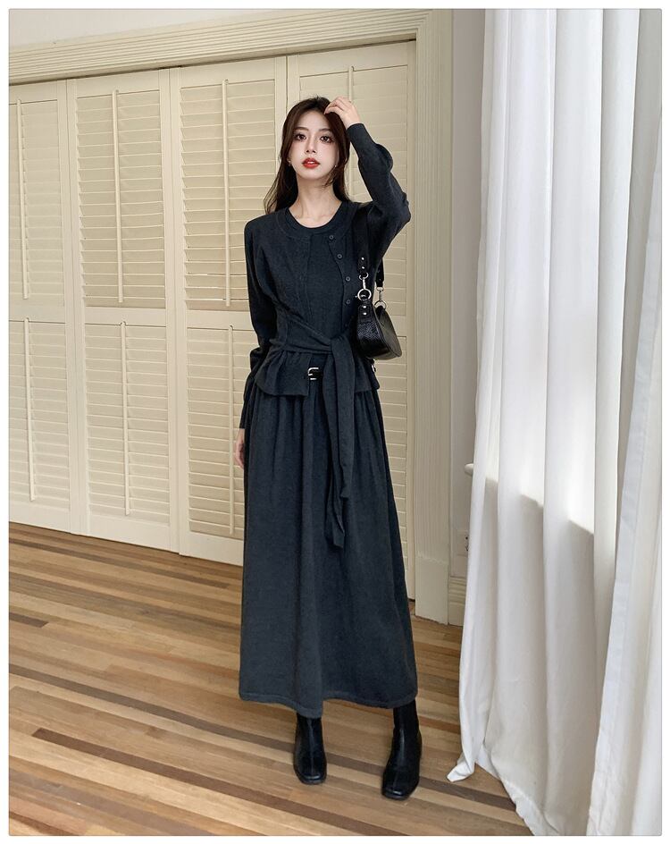 【set】ニットカーデ×ベストワンピースセット　M26964