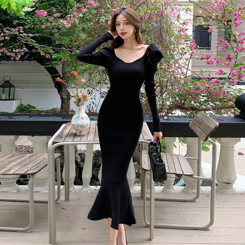 【dress】ニットマーメイドワンピース　M26967