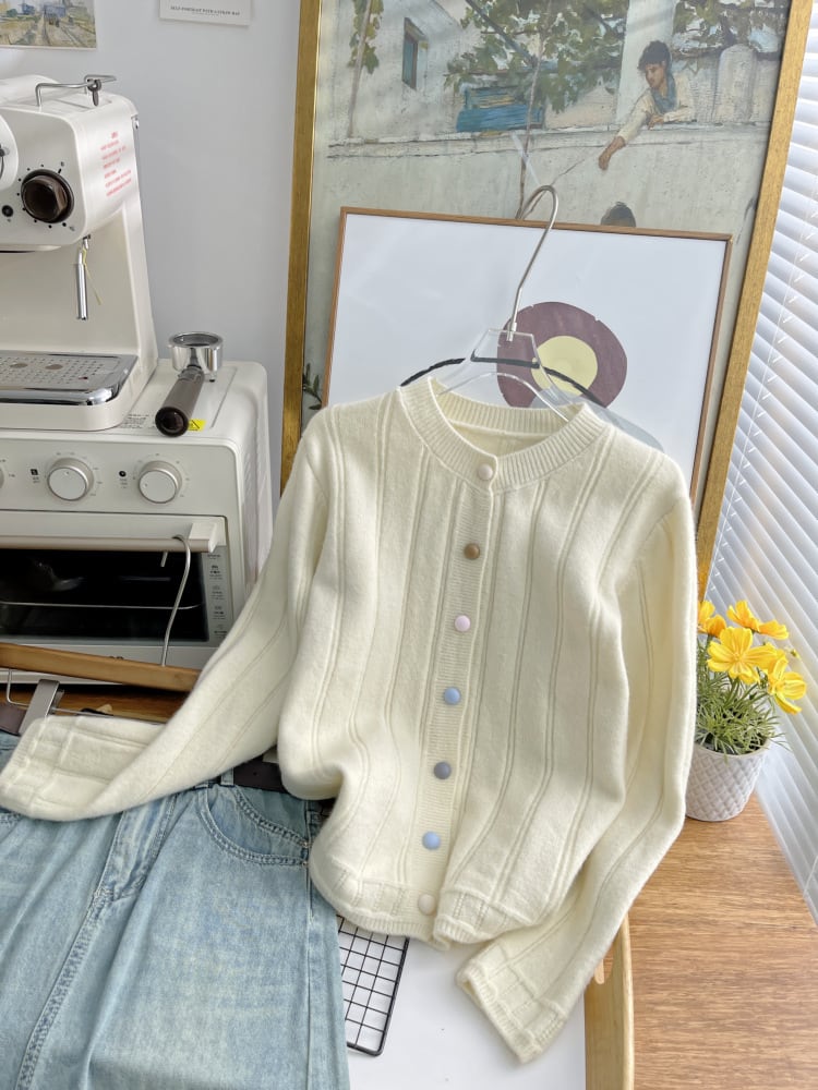 【outer】クルーネックニットカーデ　M25473