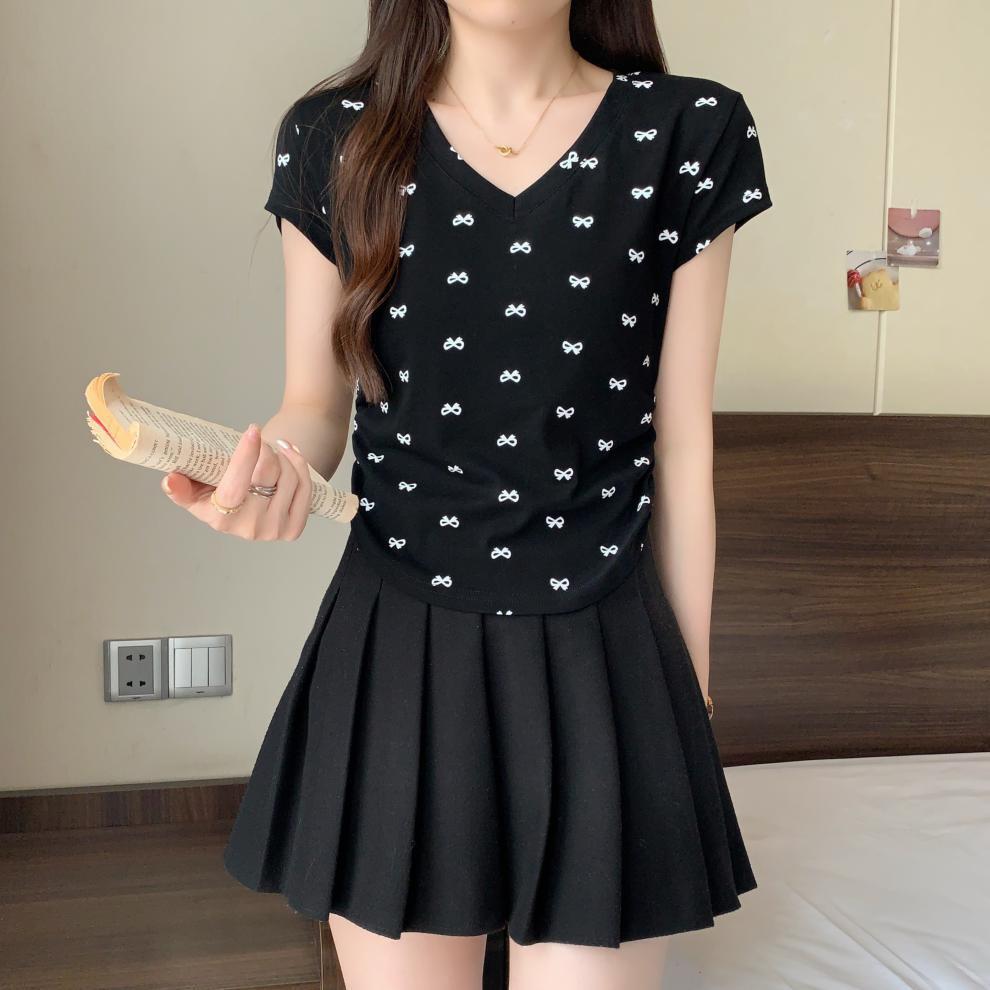 【tops】VネックプリントTシャツG21043