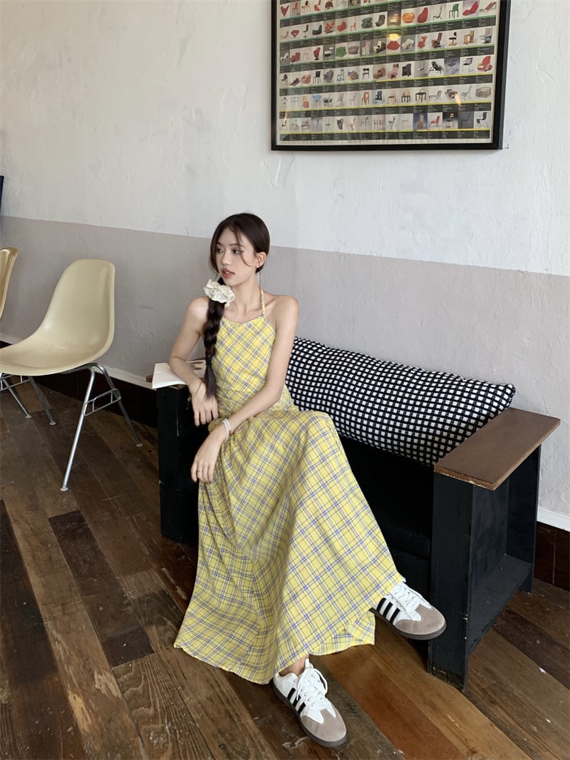 【dress】チェック柄キャミワンピース　M24372