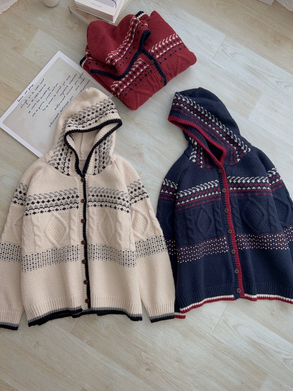 【outer】ジャカードニットカーデ　M27112