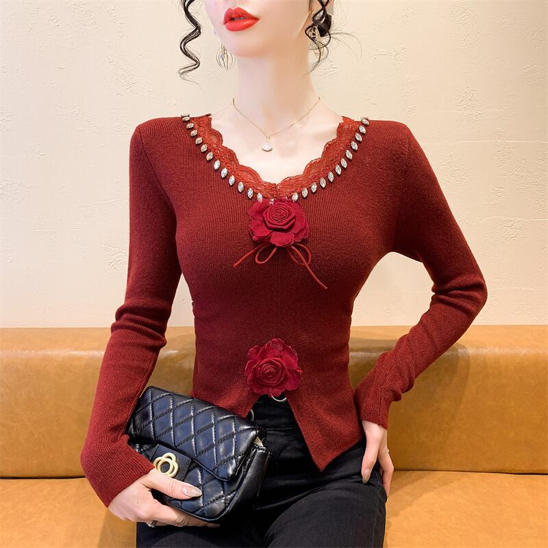 【tops】立体フラワーニットトップス　M27793