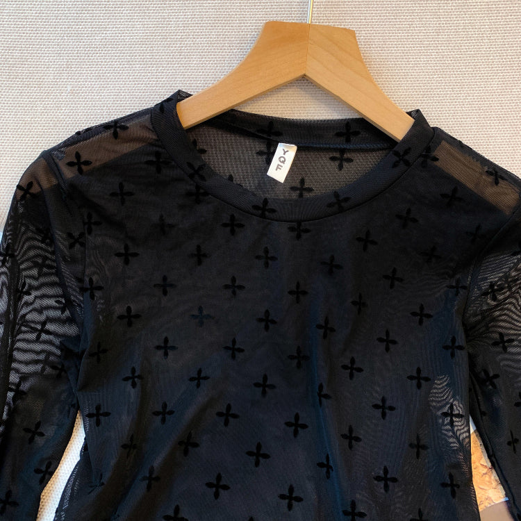 【tops】長袖透け感ＴシャツF8043