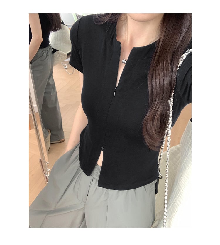 【tops】ファスナーTシャツ　M25069