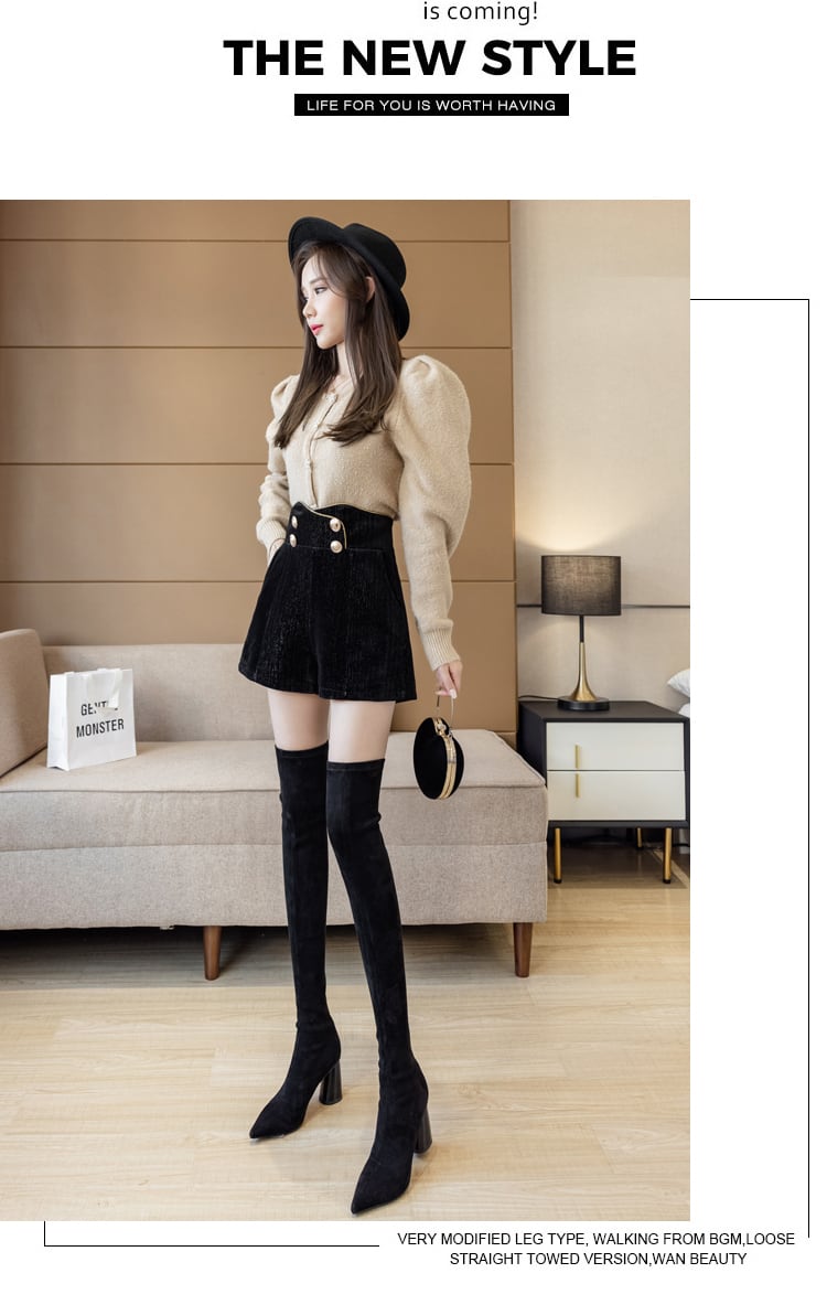 【bottoms】今季マストバイ!コールテン秋冬新作ハイウエスト合わせやすい着痩せショートパンツ G3663