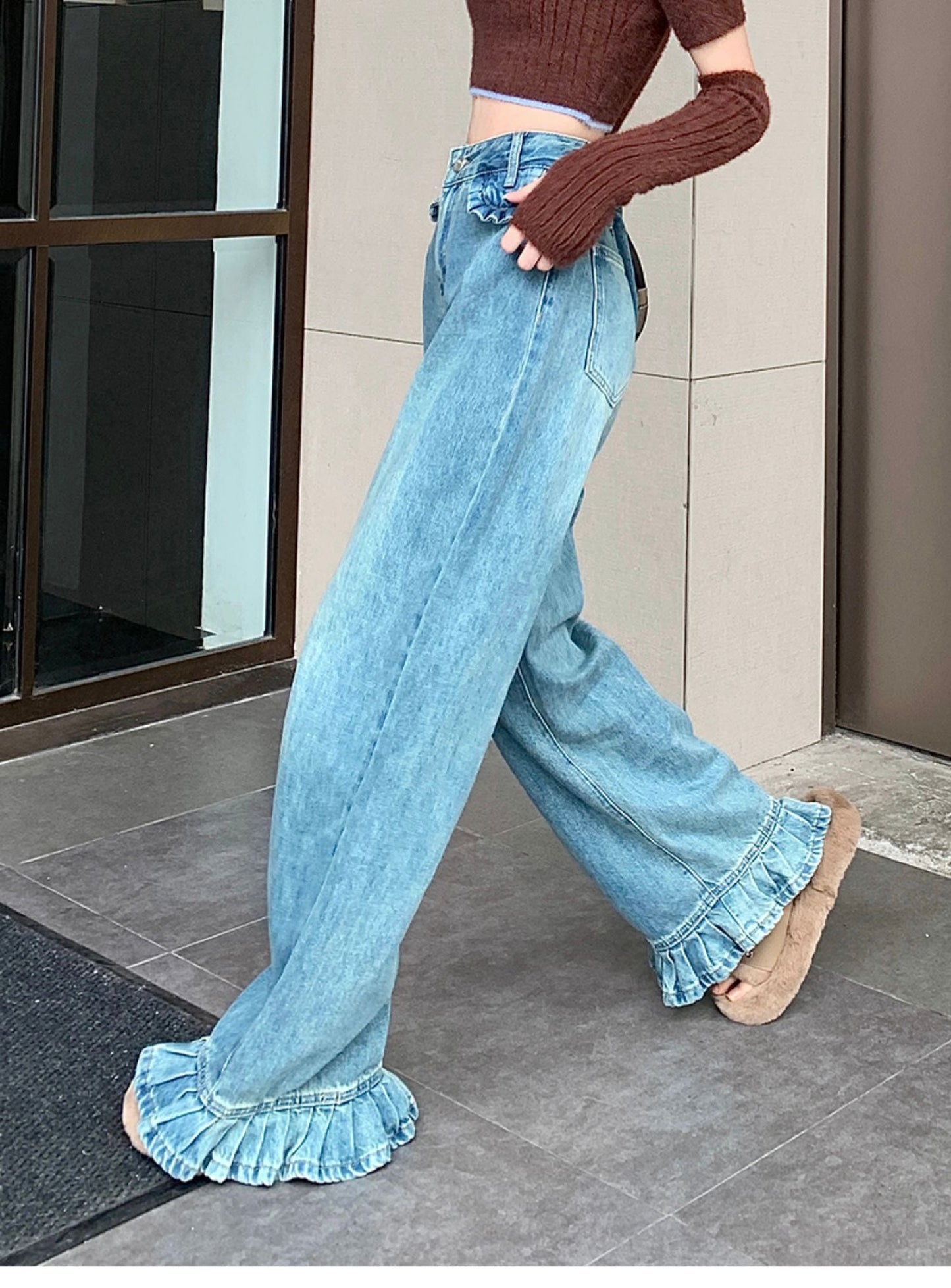 【bottoms】デニムガウチョパンツG20345