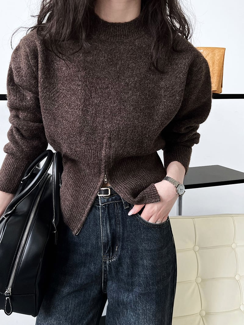 【tops】ファスナーニットトップス　M27273