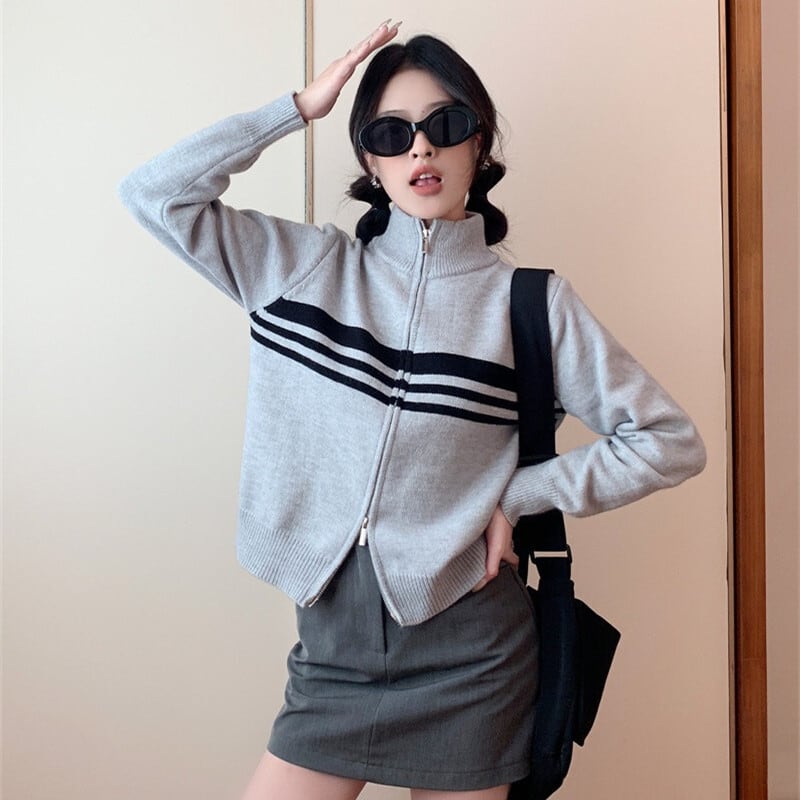 【outer】ファスナーニットカーデ　M27332