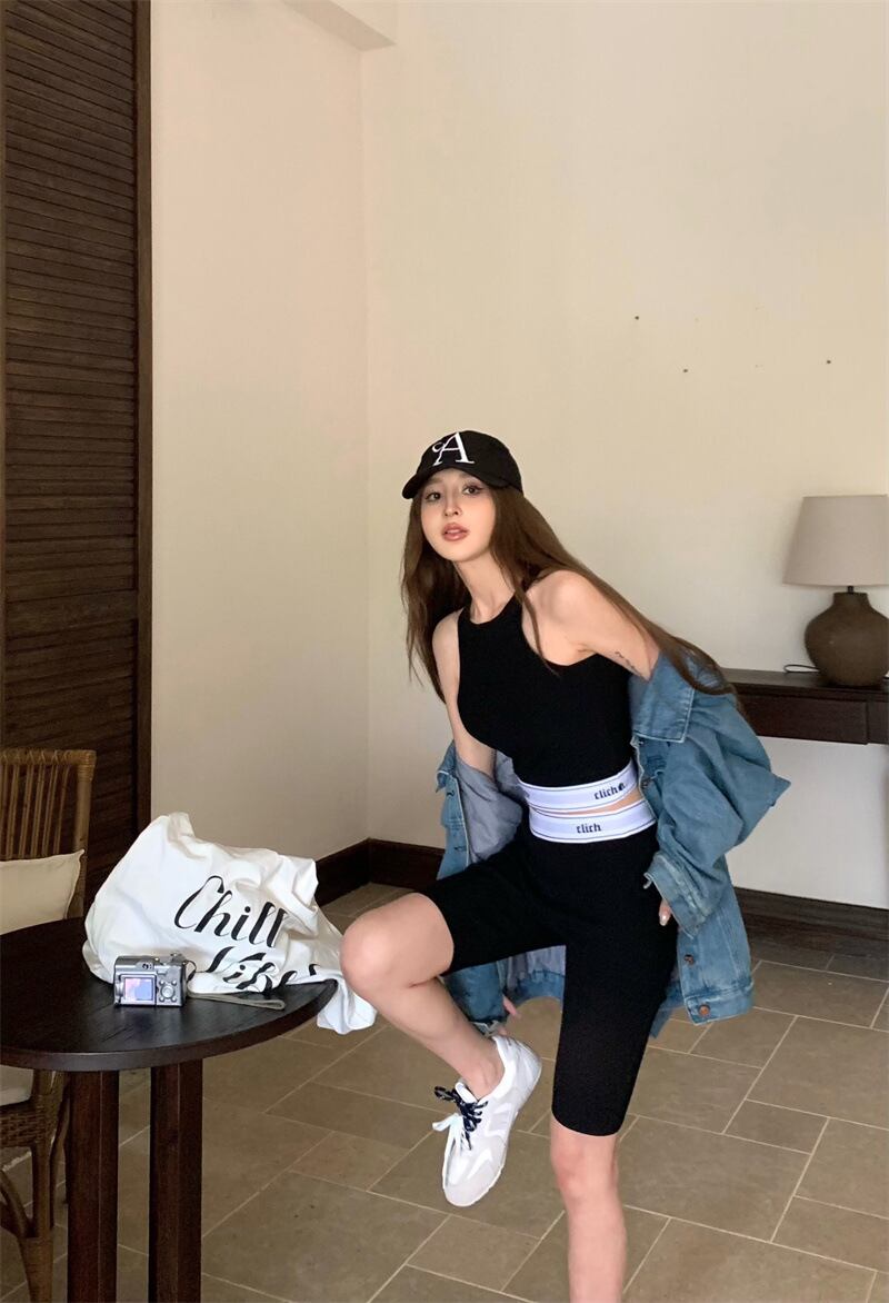 【set】ニットノースリーブトップス+ショートパンツ２点セットG21343