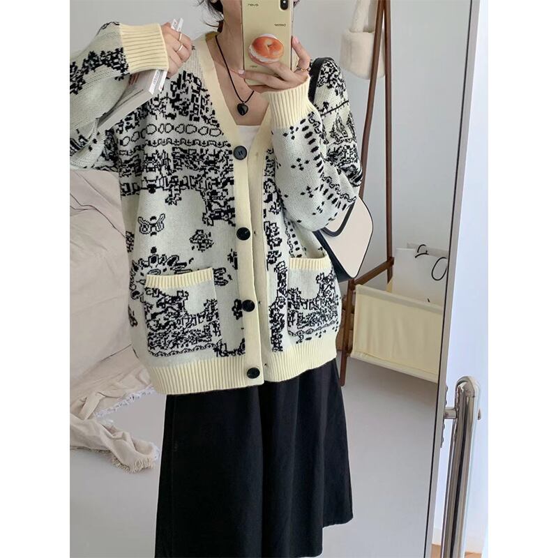 【outer】Vネックニットカーデ　M18283