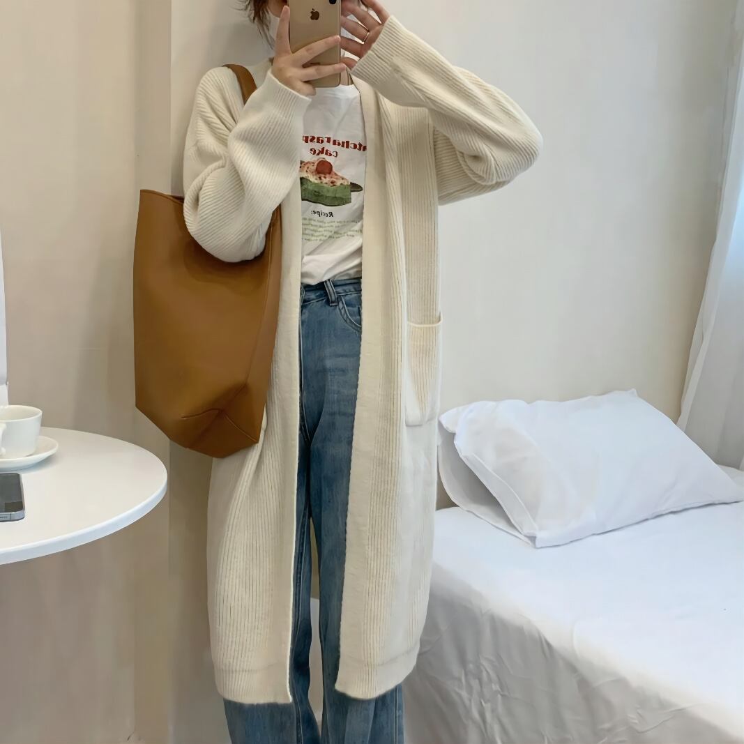 【outer】ロング丈ニットカーデ　M19145