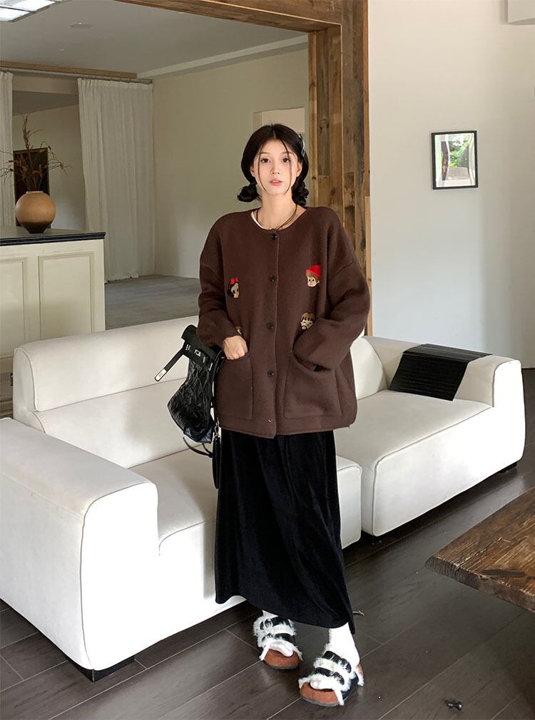 【outer】クルーネックニットカーデ　M19183