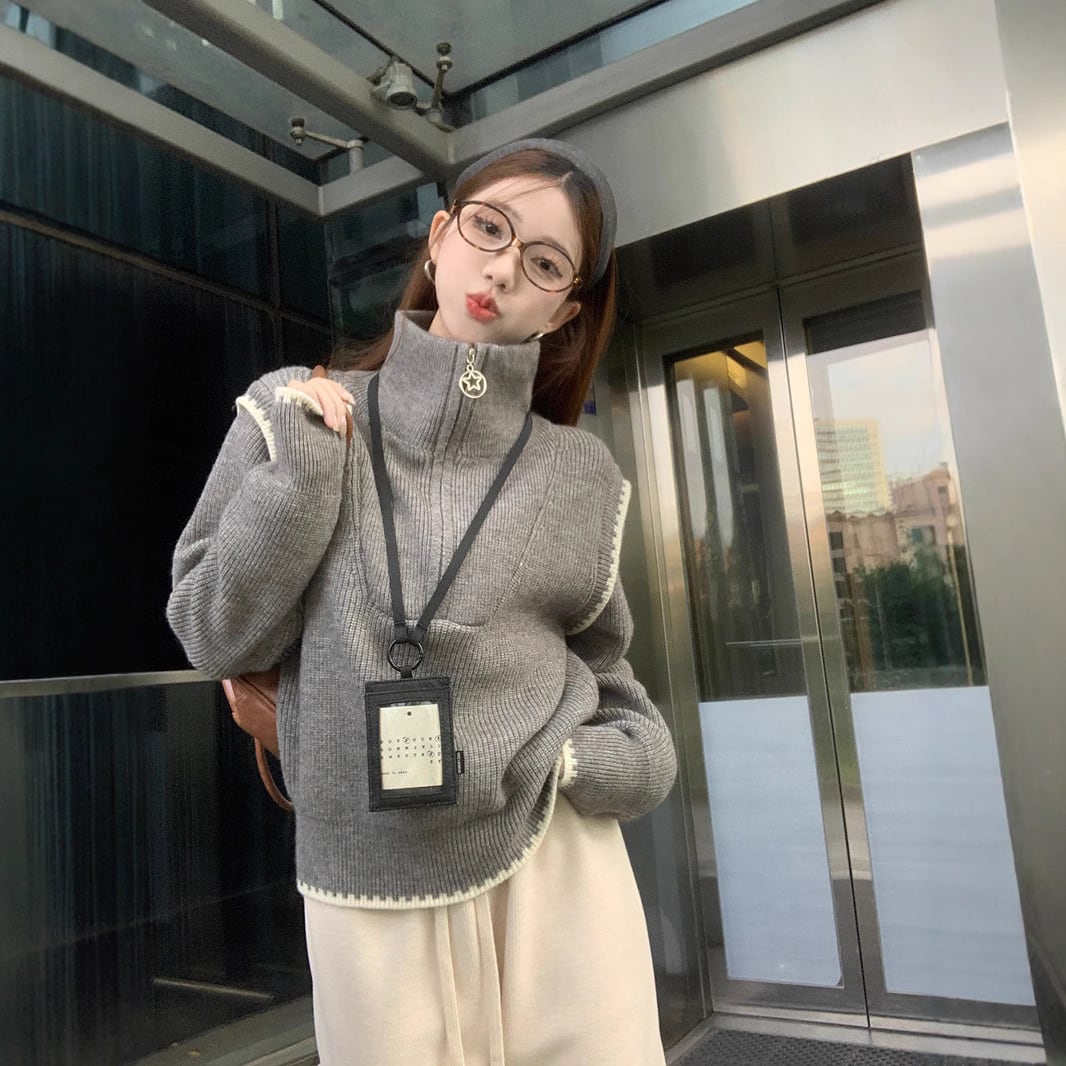 【tops】ファスナーニットセーター　M27680