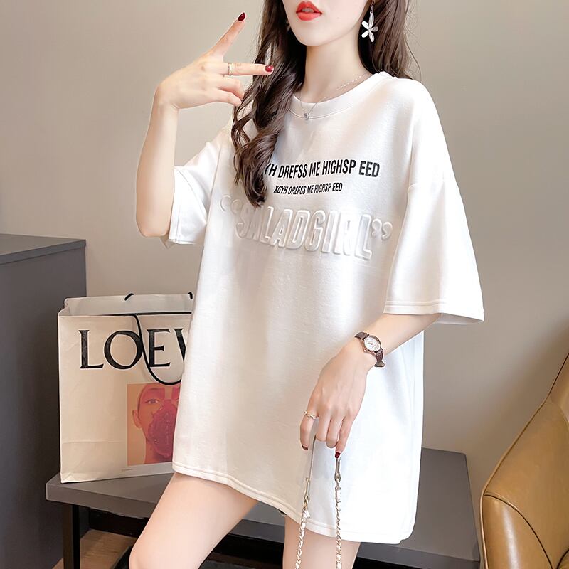 【tops】好感度満載！3色ラウンドネック半袖英字柄ファッションTシャツF0414