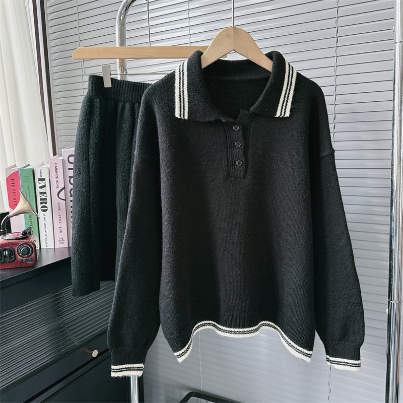 【set】POLOネックニットセーター+スカートセット　M26884