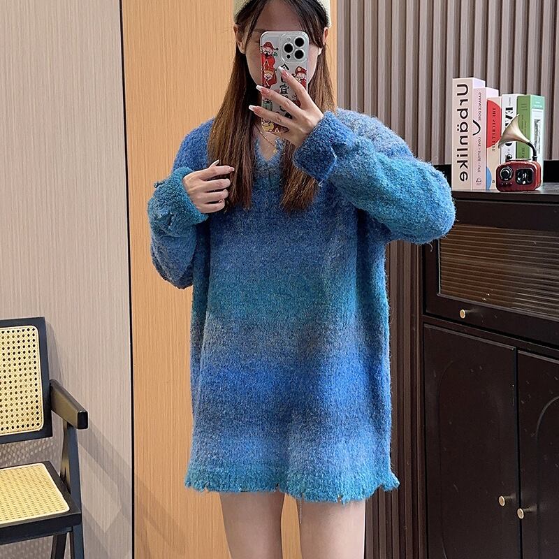 【tops】グラデーションニットセーター　M18511