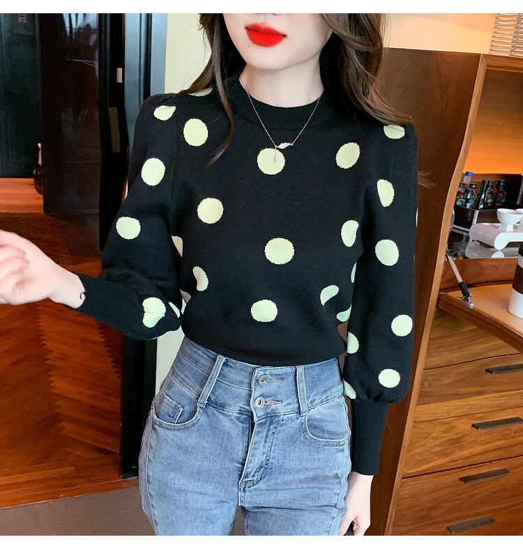 【tops】ドット柄ニットセーターG17322