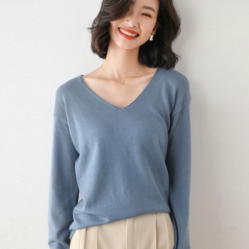 【tops】Vネックニットプルオーバー　M19161