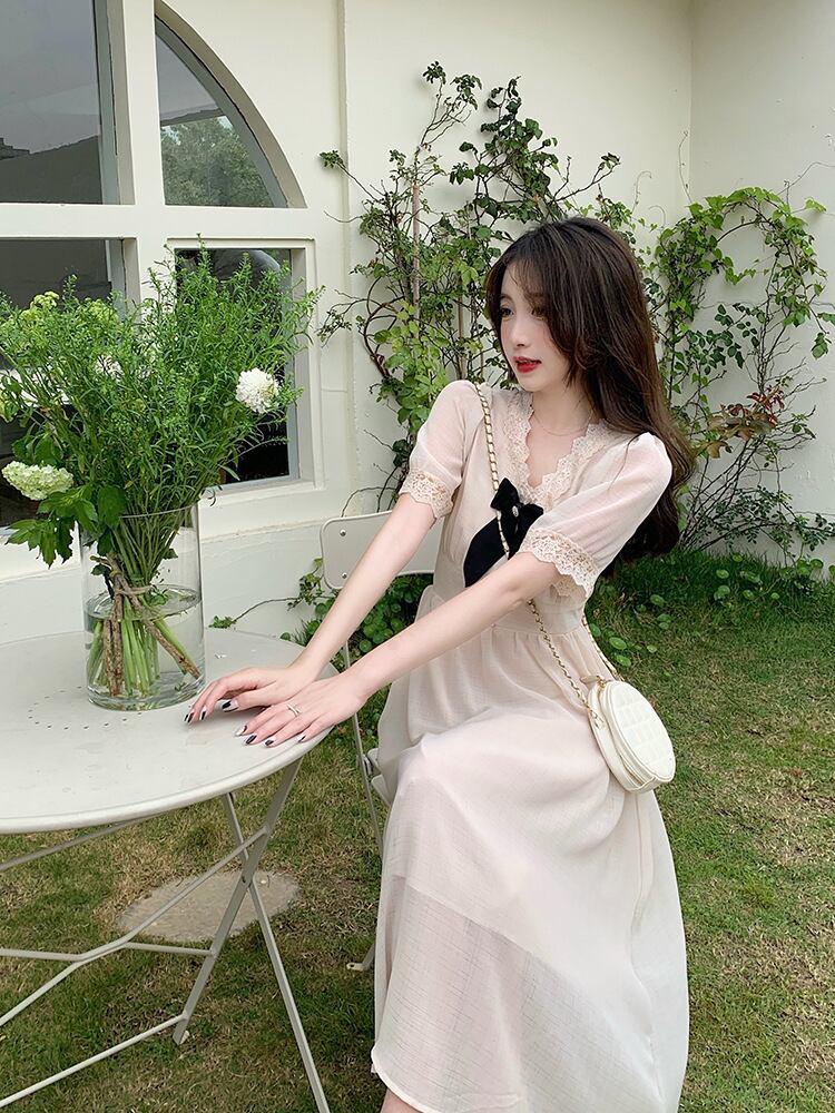 【dress】Vネックレースデートワンピース G20928