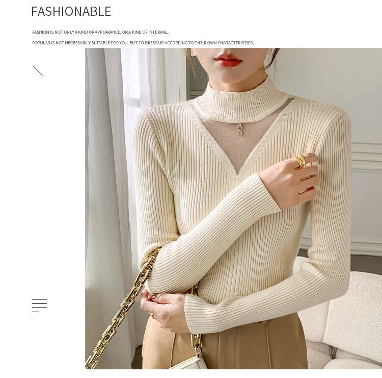 【tops】チュールドッキングニットトップス　M27180