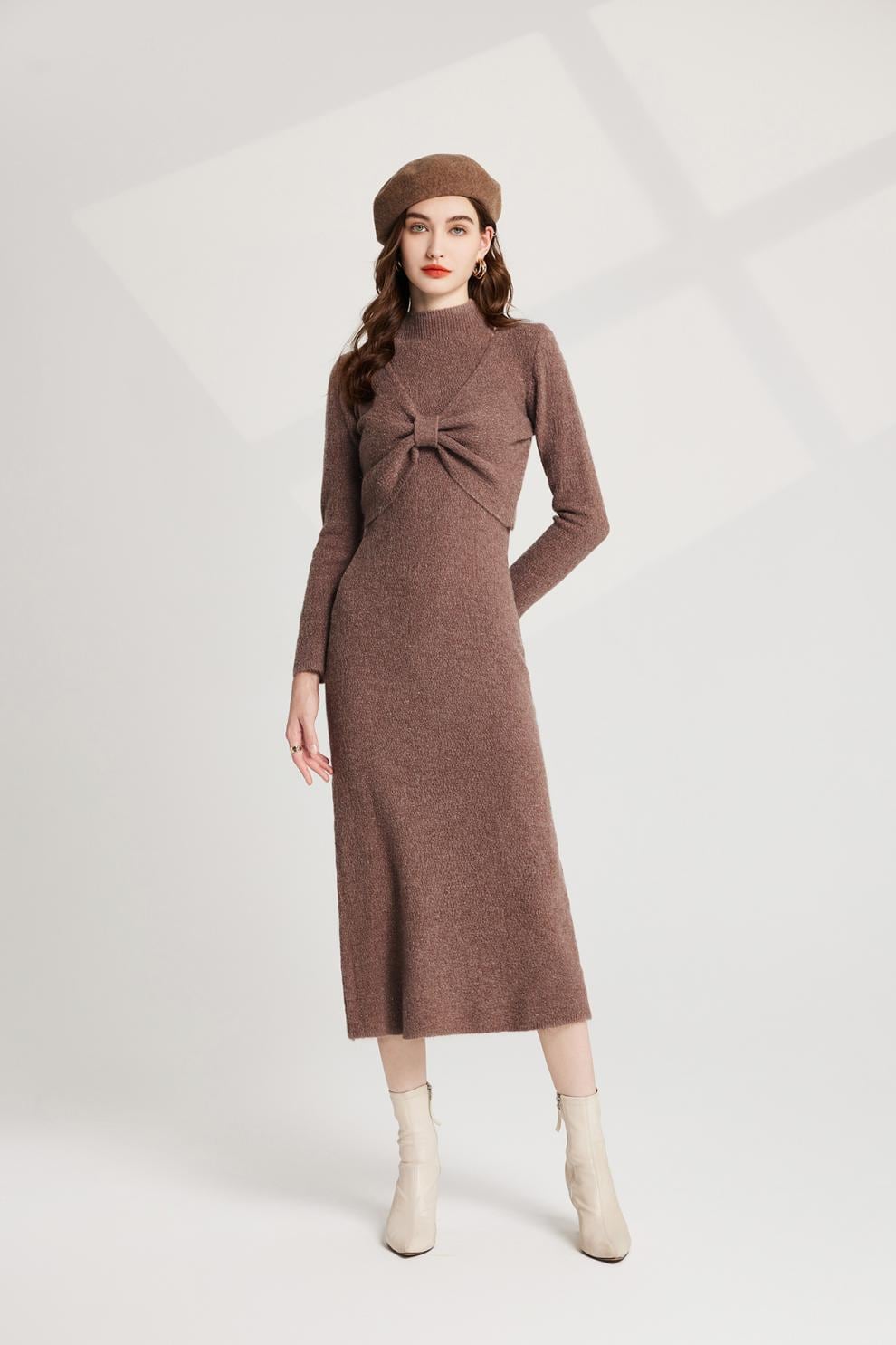 【dress】リボンニットトップス×ベストワンピースセット　M26251