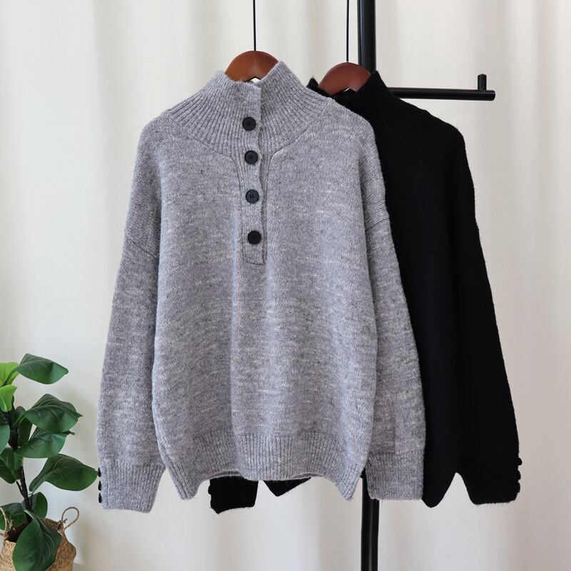 【tops】ボタンデザインニットセーター　M27817