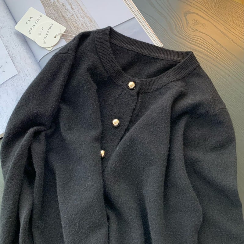 【outer】クルーネックニットカーデ　M29423
