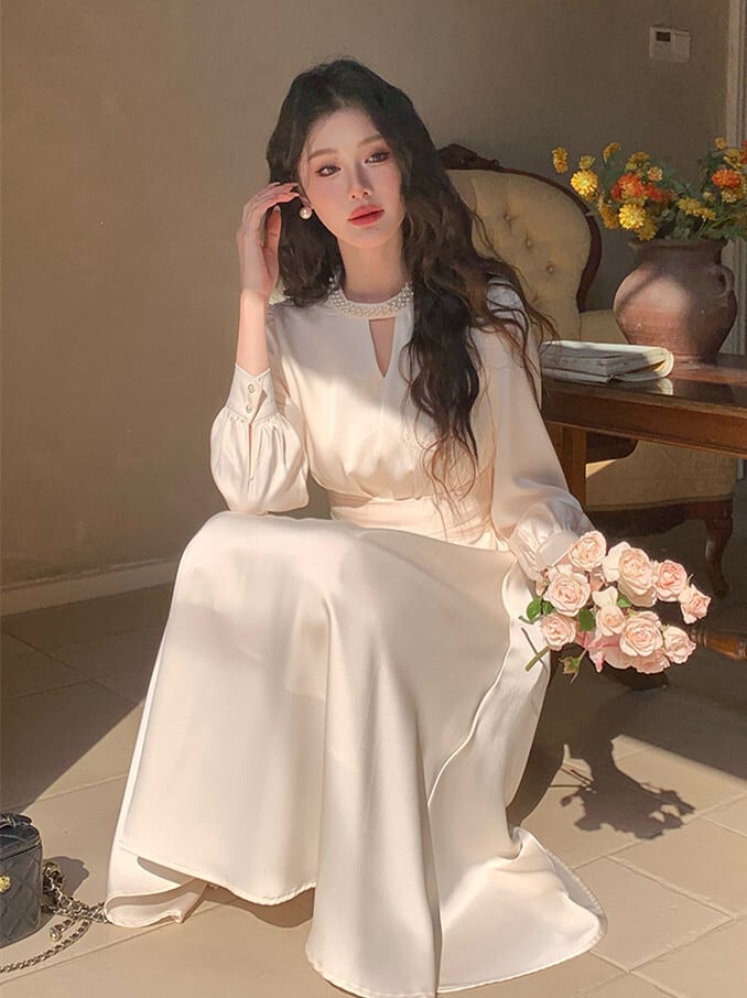 【dress】パールネックデートワンピース　N2982