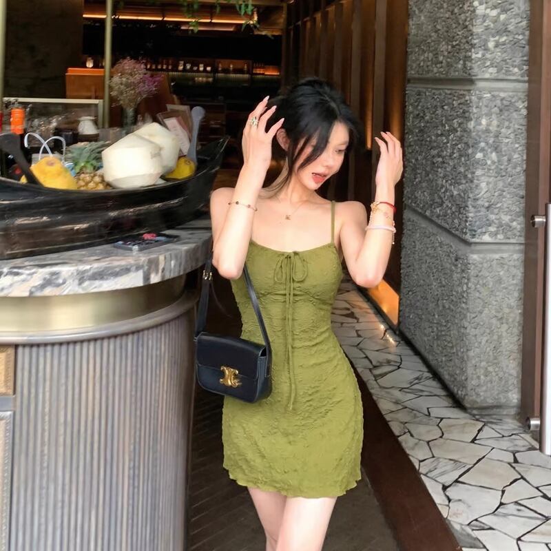 【dress】リボン付きキャミワンピース Q8327